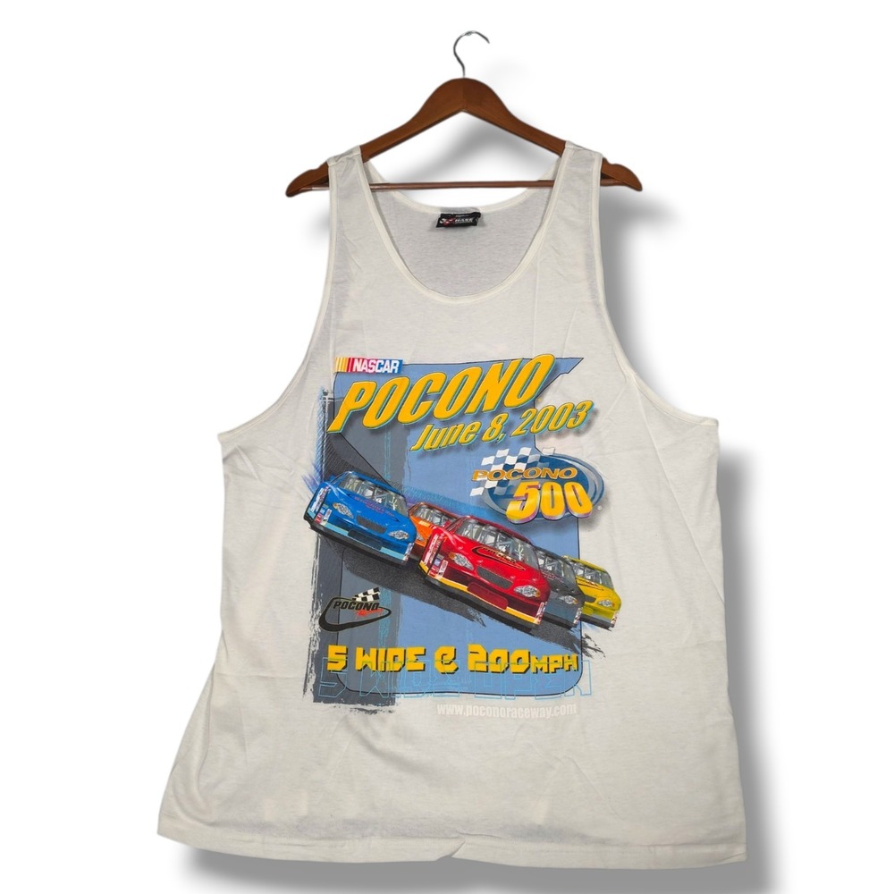 2003 NASCAR Pocono 500 Chase Authentics White Tank Top XL Racing Cars Graphic